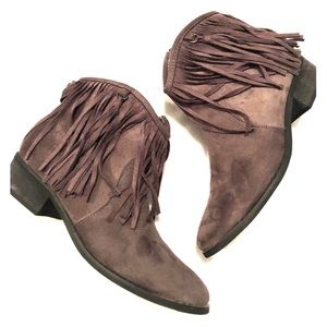 Grey Fringe Booties